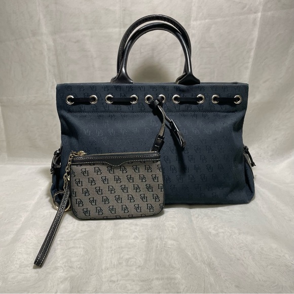 Dooney & Bourke Mini Tassel Tote and Wristlet,  Signature Black Canvas - Picture 1 of 14